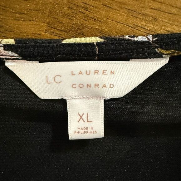 LC Lauren Conrad Black Floral Half Sleeve Dress Size XL - Picture 6 of 8